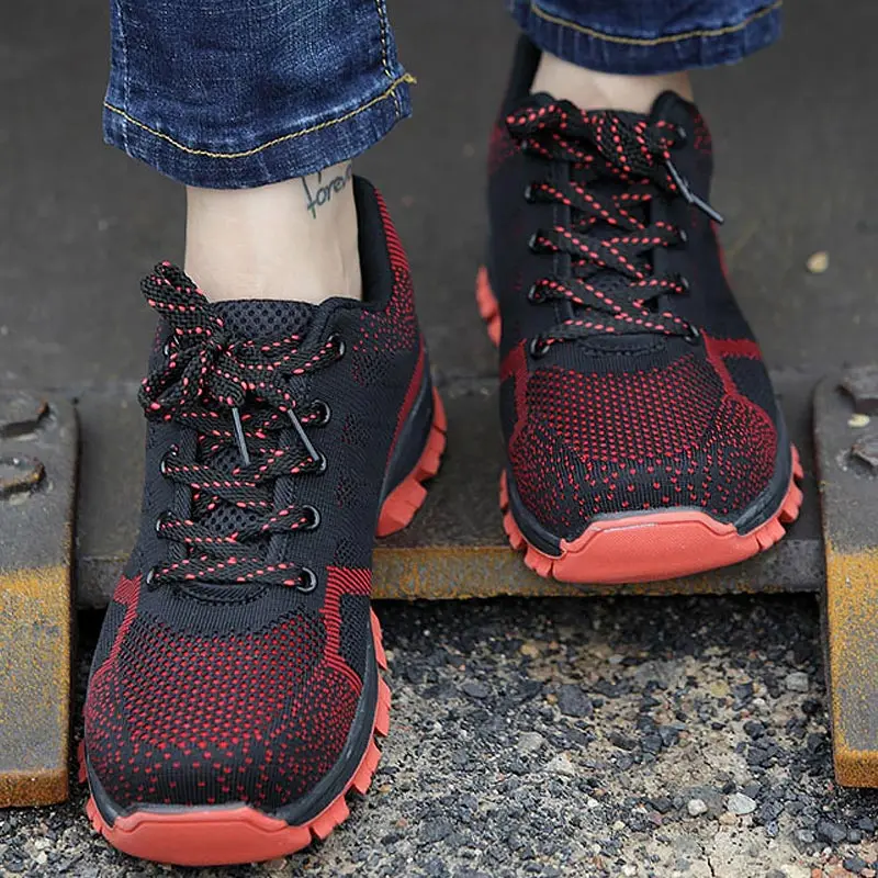 Work safety shoes men 2022 new fashion lace-up sport sneakers breathable mesh male tennis mans footwear plus size |