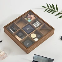 organizer for cosmetics walnut desktop dustproof transparent storage box cherry wood cosmetic womens storage box dressing case