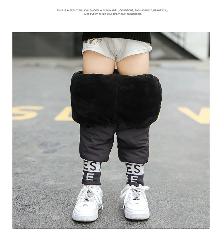 

New Winter Children Down Cotton Clothing Boys Thick Pants Kids Warm Down Trousers Windproof Waterproof Snow Pants For Kids