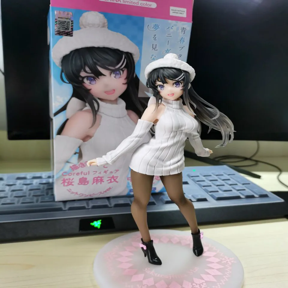 

Free shipping 20cm Original Taito Rascal Does Not Dream of Bunny Girl Senpai Sakurajima Mai Knit Dress Ver Mai Senpai PVC Action