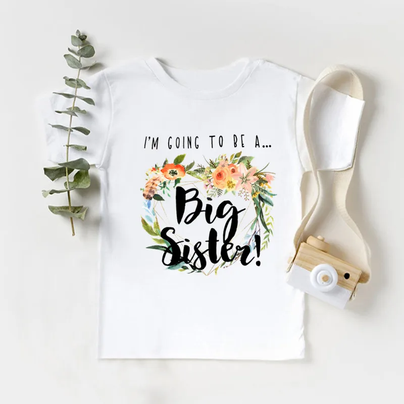 I'm Being Promoted To Big Sister 2021/ 2022 Print Girls T shirt Announcement Casual Kids Clothes Baby Children T-shirts HKP5432 | Детская