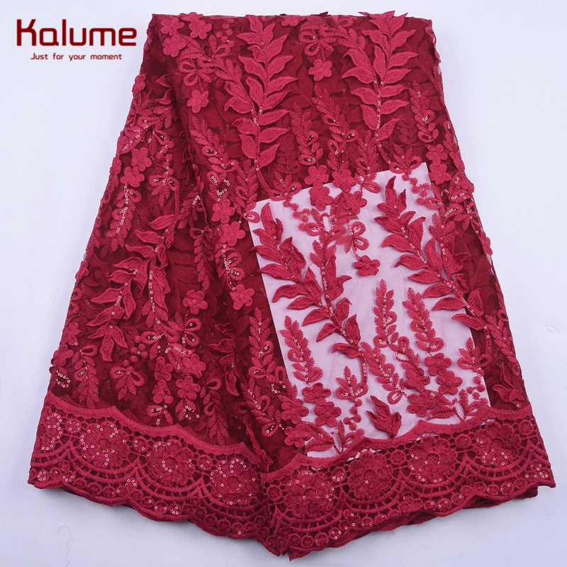 

Kalume Bridal High Quality African Lace Fabric 3D Flower French Milk Silk Lace Fabric Sequins Nigerian For Wedding Party F2155