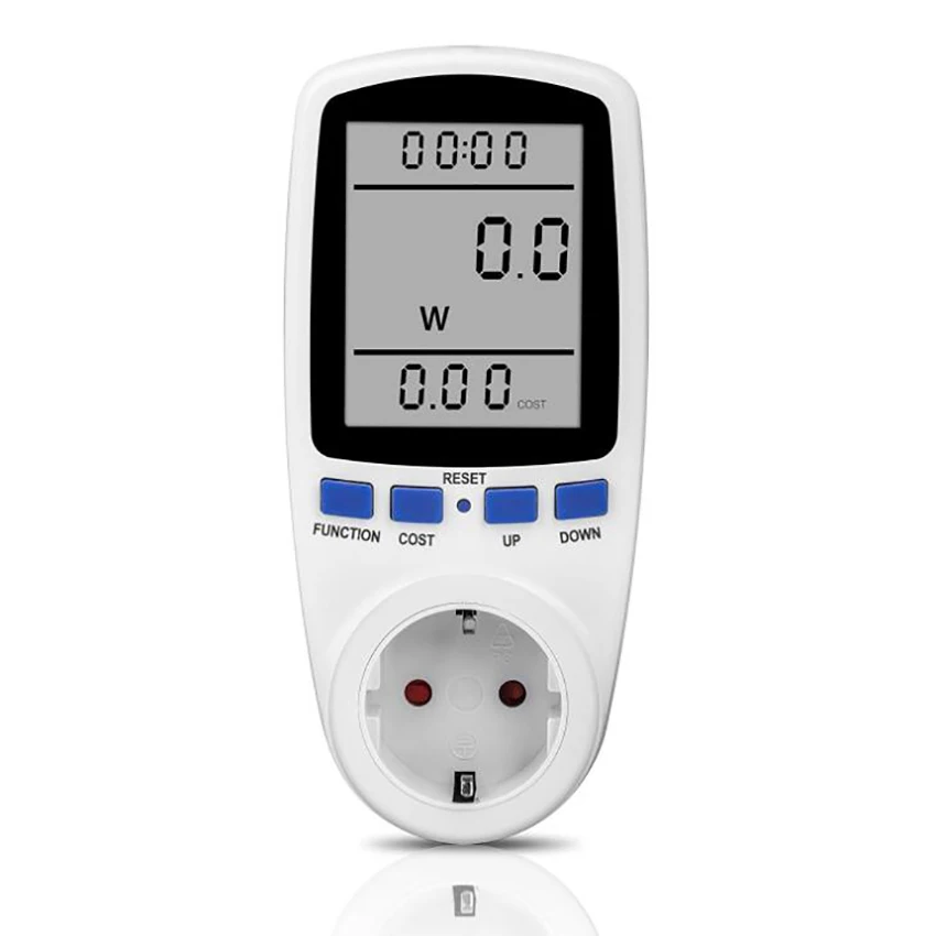 

220V Electricity Usage Monitor EU Plug Power Meter Energy Watt Voltage Amps Meter with Digital LCD Display for Energy Saving