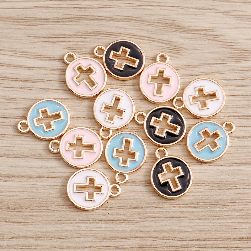 aliexpress.com - 10pcs 10*13mm Religious Hollow Cross Charms Pendants for Necklaces Earrings 4 Color Enamel Charms Handmade DIY Jewelry Making