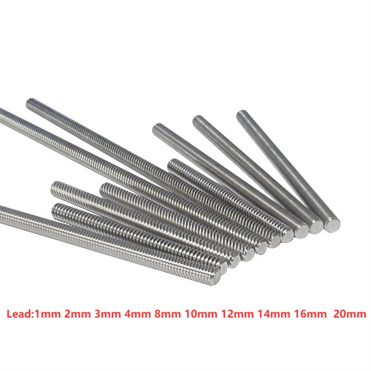 

304 stainless steel T8 screw length 210mm lead 1mm 2mm 3mm 4mm 8mm 10mm 12mm 14mm 16mm trapezoidal spindle 1pcs