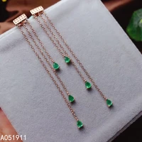 kjjeaxcmy fine jewelry natural emerald 925 sterling silver women gemstone earrings support test luxury