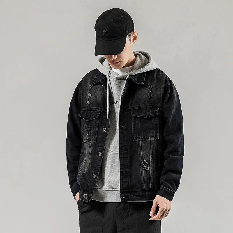 

2020 New Jeans Jacket Men Solid All Match Fashion Mens Jacket Casual Plus Size Turn Down Collar Streetwear Denim Men's Jackets