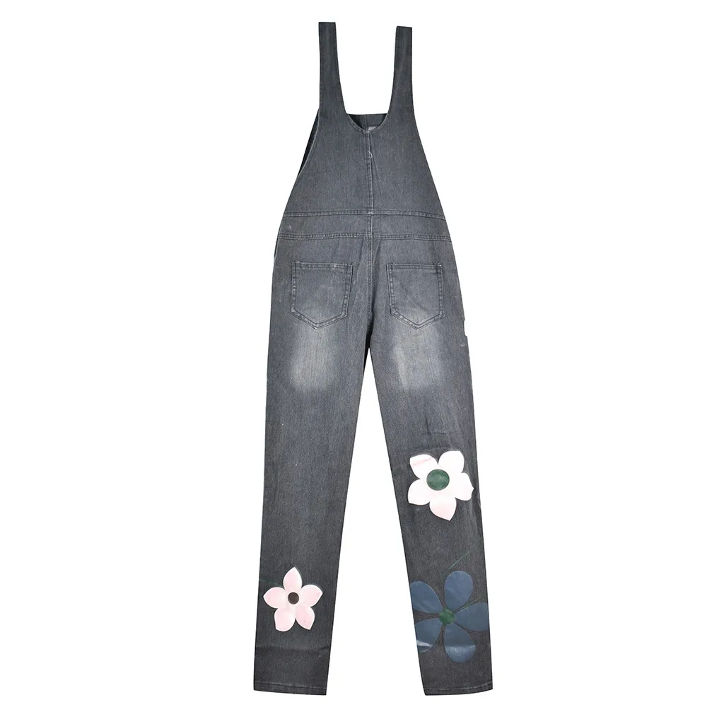 

Women's Fashion Denim Bib Pants Sexy Long Rompers Bib Pants Jumpsuits Pants Sexy Overalls Flower Printed For Women