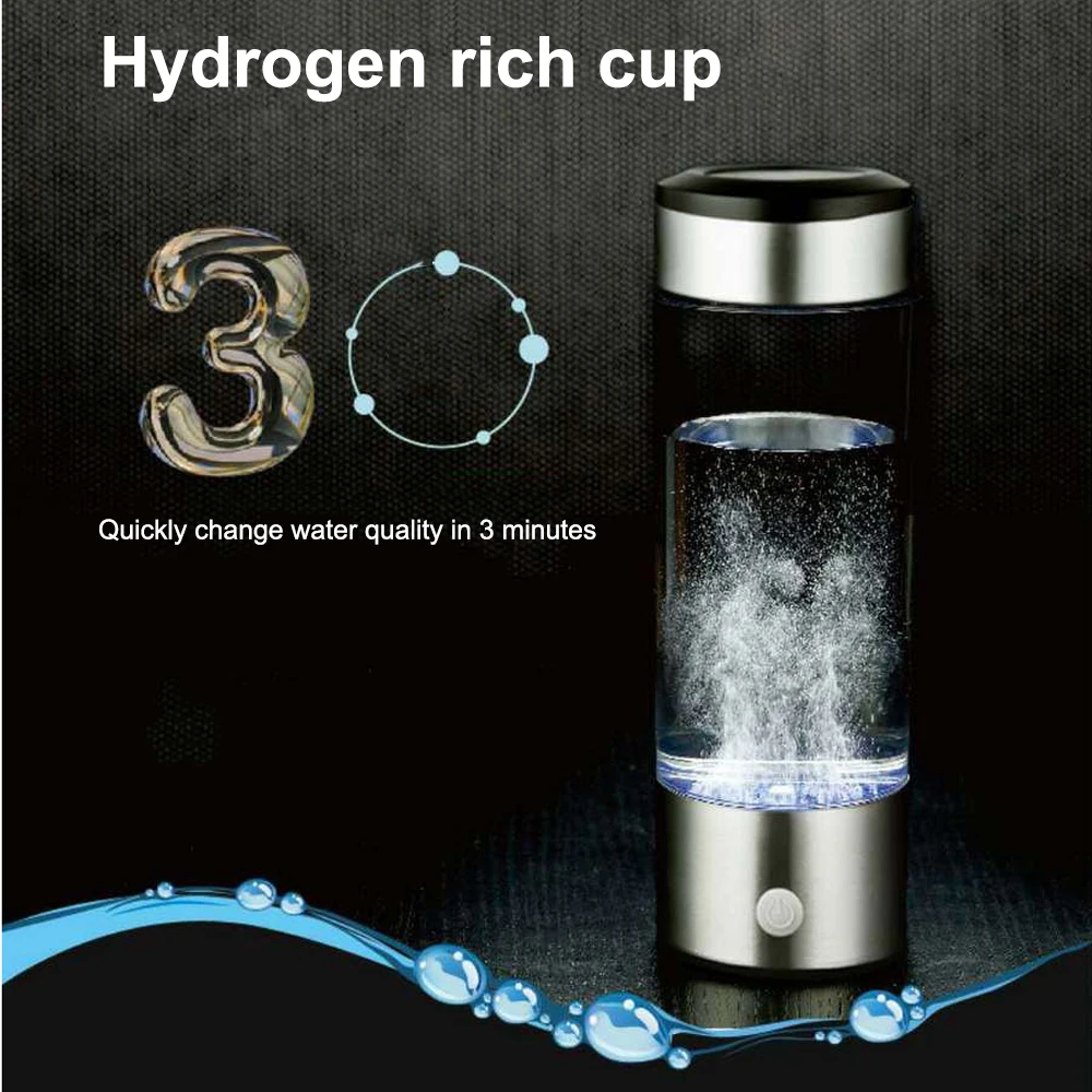 

400ml 3min Hydrogen Rich Water Bottle Electrolysis Pure H2 Hydrogen Maker Bottle Generator H2 lonizer Cup Antioxidants USB