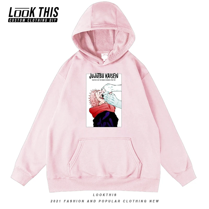

Cool Anime Jujutsu Kaisen Male Hooded Sweatshirt Loose Hooded Hoody Tops Big Pocket Oversized Hoodies Boys Autumn Long Sleeve