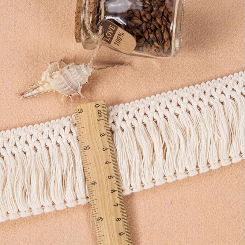 _ 50 ярдов хлопковые бежевые кружева с бахромой Висячие кружевные отделки для