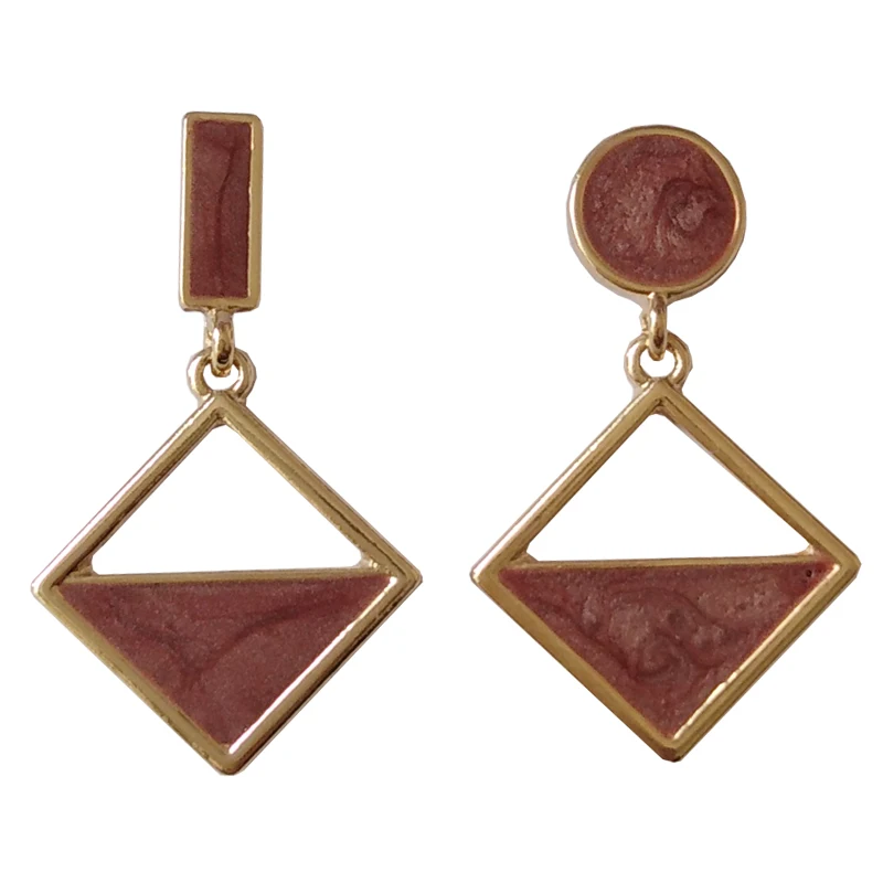 

S925 needle New Asymmetrical Jewelry Earrings Geometric Brown Enamel For Women Dangle Earrings Drop Earring Modern Jewelry Gift
