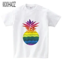 vogue cute baby girls kids t shirt pineapple print 2020 summer one pieces casual t shirt boys white clothes 2 14 year nn