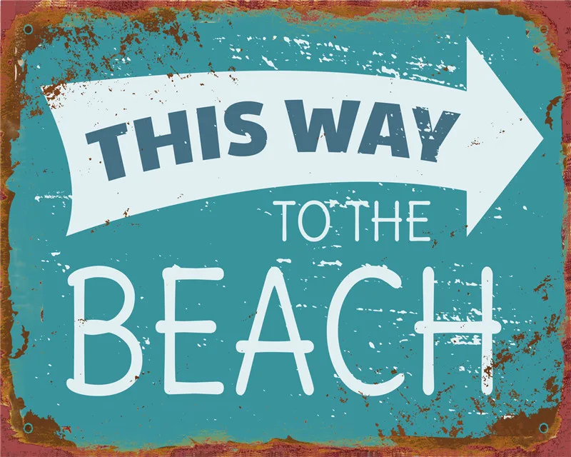 

Vintage Metal Plate Wall Decor Tourist Attractions Tin Sign Beach Garden Decoration Outdoor Welcome Sign in Home Decor