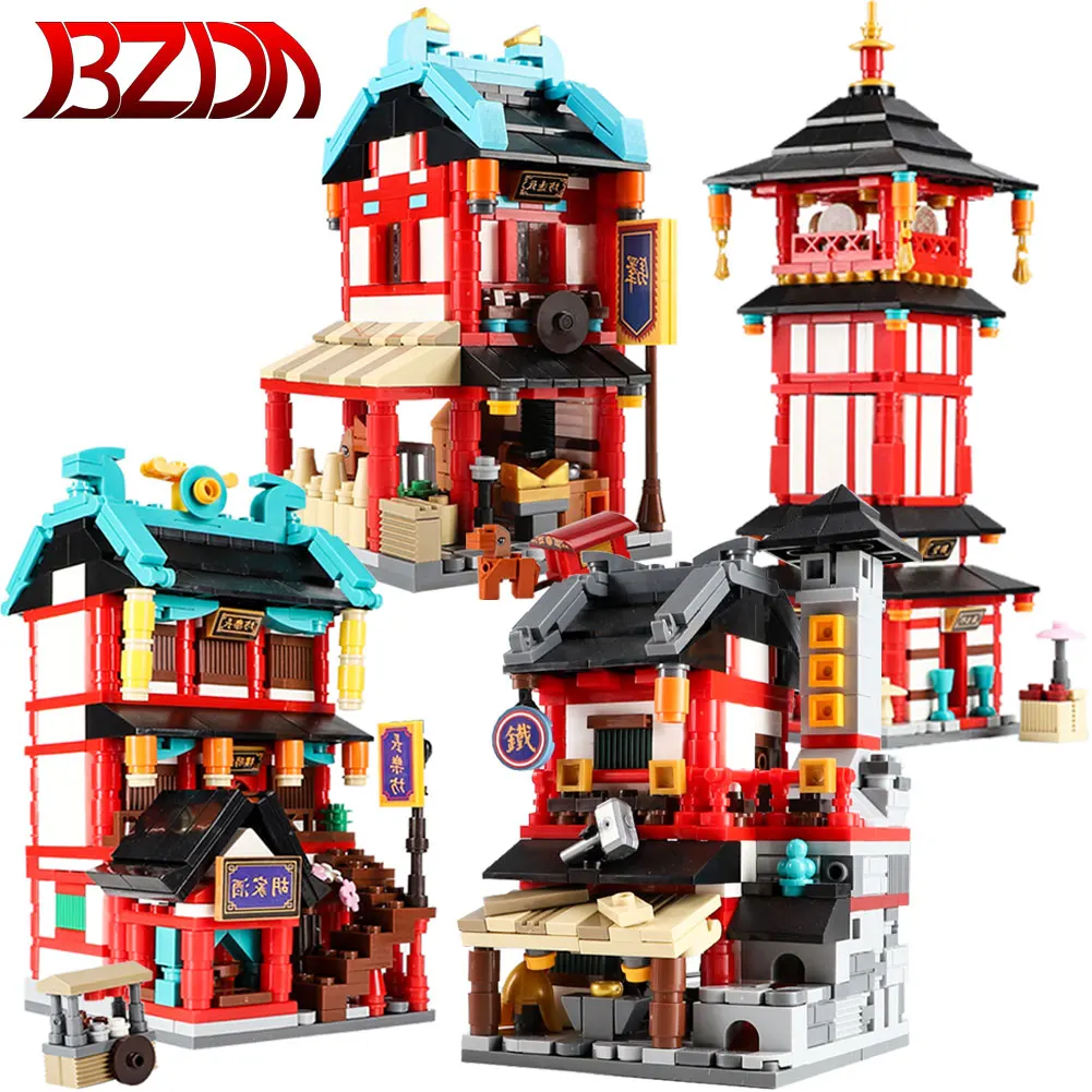 

BZDA Street View Series Tang Dynasty Architecture Building Blocks Ancient building model Smithy Bricks Toys For birthday Gifts