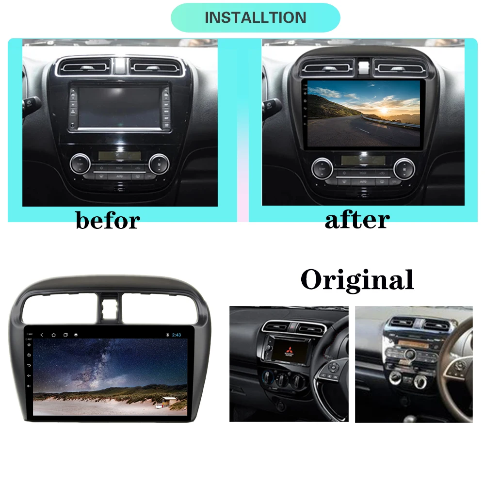 Автомобильный радиоприемник 9 дюймов для Mitsubishi Mirage Attrage 2012-2018 Android 10 GPS DVD Carplay