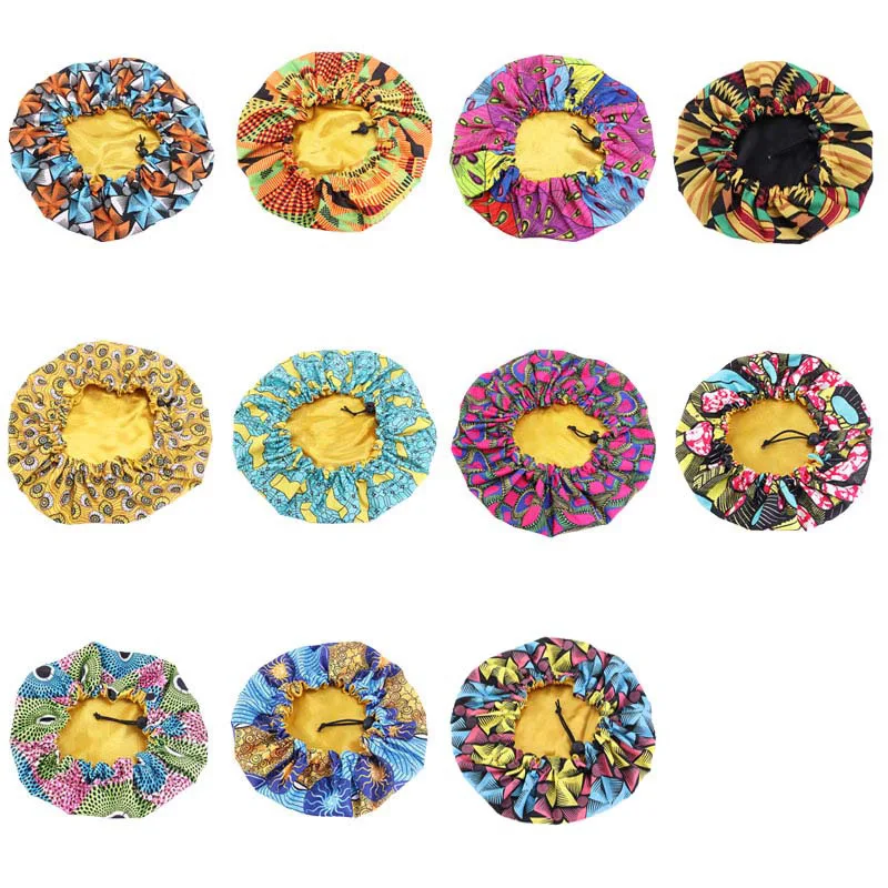 

Adjustable Extra Large Sleep Cap African Print Fabric Ankara Hair Bonnet Satin Lined Sleep Cap Night Sleep Hat Ladies Turban