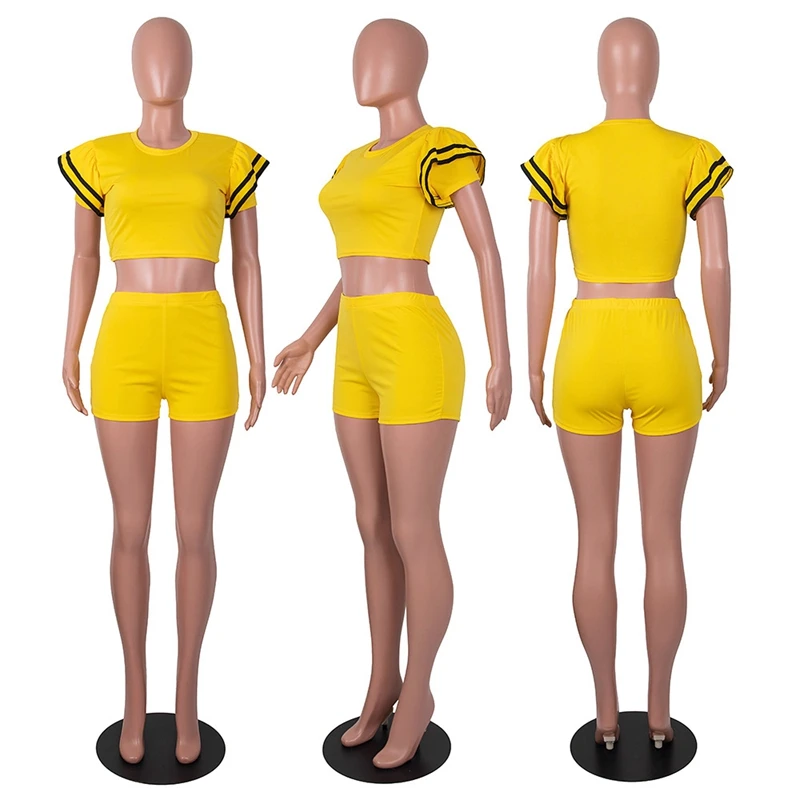 

ZOOEFFBB Sexy Two Piece Set Summer Clothes for Women Tracksuit Crop Top Biker Shorts Suit Club Vacation Outfits Matching Sets