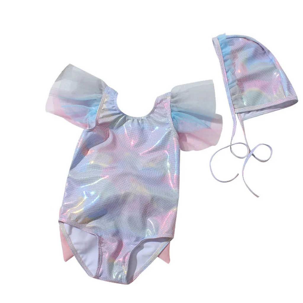 Летний купальный костюм с блестками и оборками для маленьких девочек Купальник