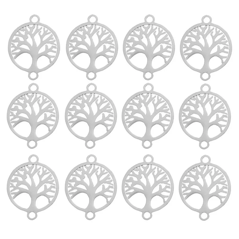 

10 шт./лот шармы из нержавеющей стали с изображением жизненного дерева соединитель «сделай сам» ожерелье браслет ручной работы для изготовл...