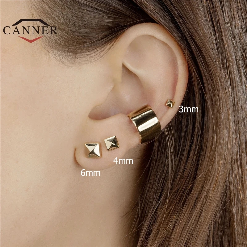 

CANNER 3/4/5/6mm Diameter Small Zircon Crystal Copper Stud Earrings for Women Piercing Earring Earings Jewelry Pendients Gift