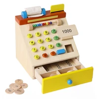 children supermarket wood simulation cash register checkout counter pretend game toys toy cash register for kids