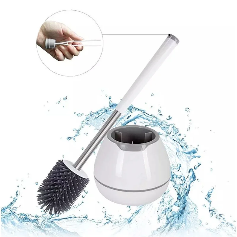 

Cleanhome TPR Toilet Brush with a Thoughtful Designed Tweezer and Holder Set Silicone Bristles for Bathroom Commode Cleaning