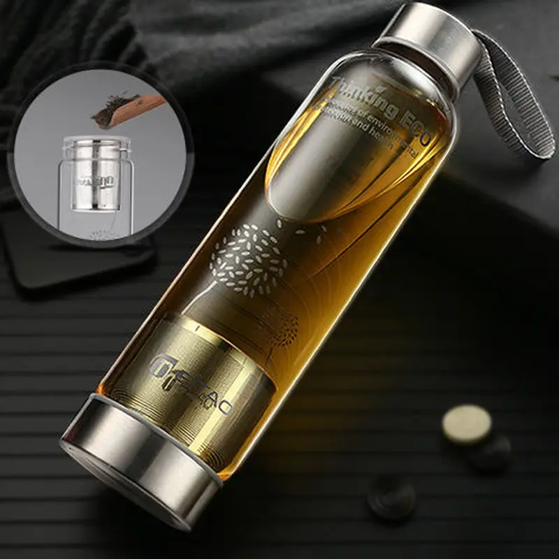 Стеклянная чашка портативная термостойкая Студенческая ручная для мужчин и