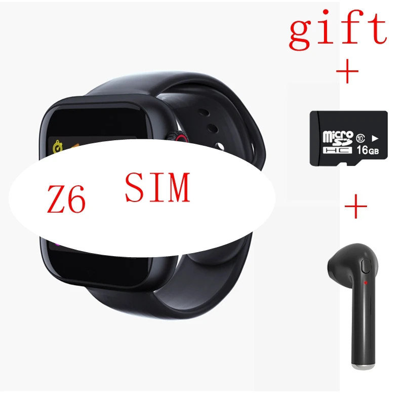 Новинка Z6 Z6S Bluetooth Смарт-часы Поддержка s sim-карты камера Сенсорный экран Поддержка TF карта для Iphone Xiaomi samsung PK B57 P70 IWO