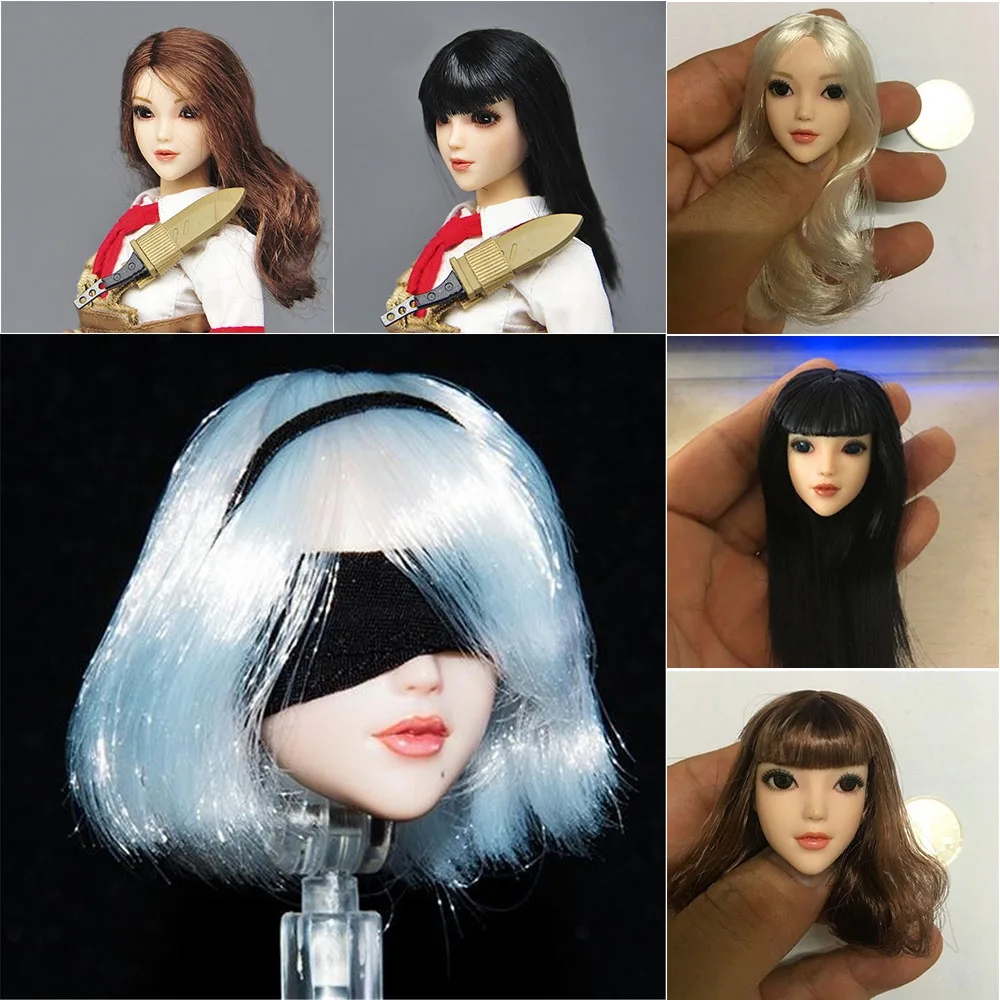 

1/6 NieR 2B девушка голова Лепка с подвижным глазным яблоком OB стиль женская голова резьба подходит 12 дюймов солдат экшн-фигурки Куклы