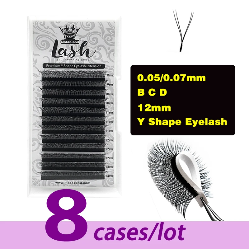 8 Cases/Lot 2021 Newest YY Lashes Matte black lash individual Fluffly Slik Eyelash Extensions Lash Tray 8-14mm Lash Supplies