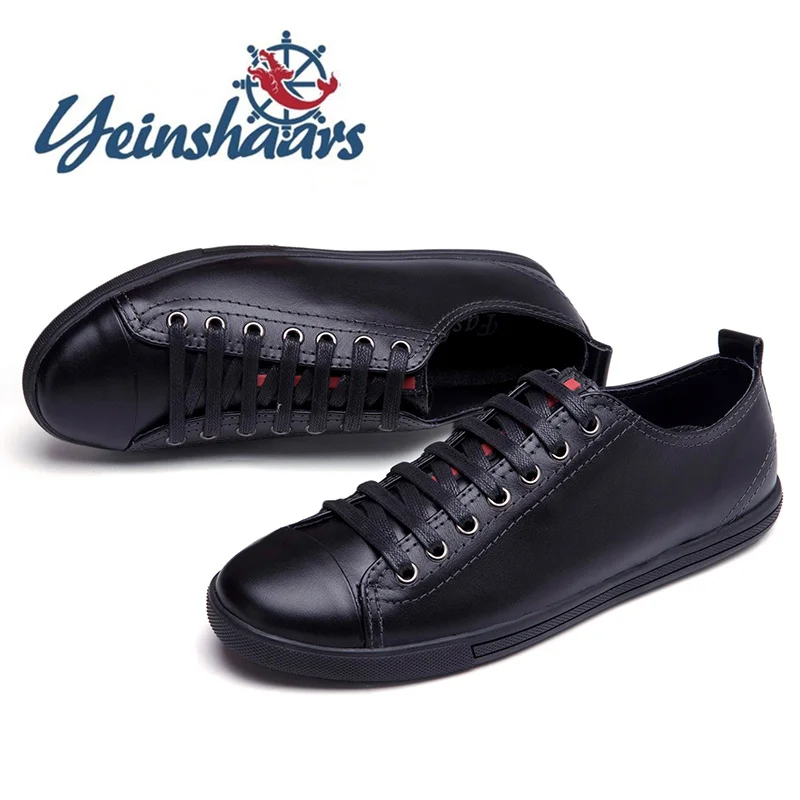 Кроссовки мужские черные Нескользящие на плоской подошве для весны и осени |