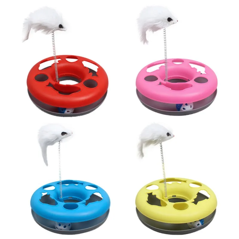 

Pet Cat Moving Mouse Spring Play Ball Turntable Round Disk Training Interactive Cat Toys Interactive Puzzle Smart Pet Toys