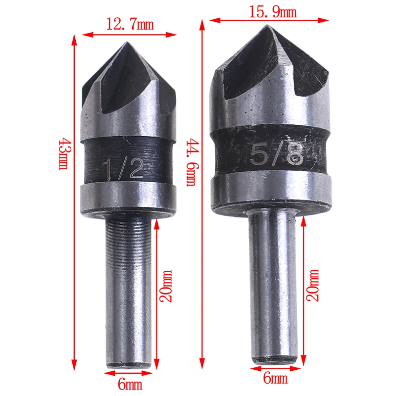 

Countersink Drill Bit 82 Degree Point Angle Chamfer Countersinking Cutter 1/2, 5/8 2pcs/Set