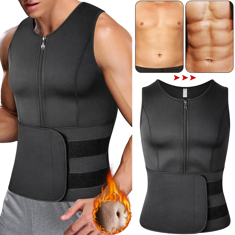 

Men Waist Trainer Sauna Vest Abdomen Reducer Belly Slimming Body Shaper Fitness Corset Burn Fat Shapewear Shirt Trimmer Belt