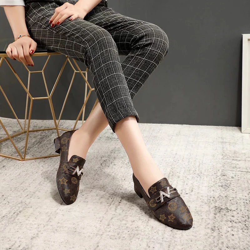 

French v vl venvenli business dress leather shoes women 2020 top cow leather shoes thick heel casual leather shoes gift box