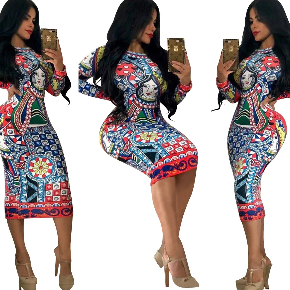 Летнее платье с принтом в африканском стиле Женская модная одежда Облегающие