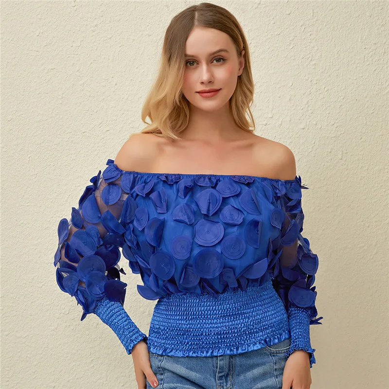 Новинка 2020 Сексуальная Блузка для женщин облегающая с длинным рукавом