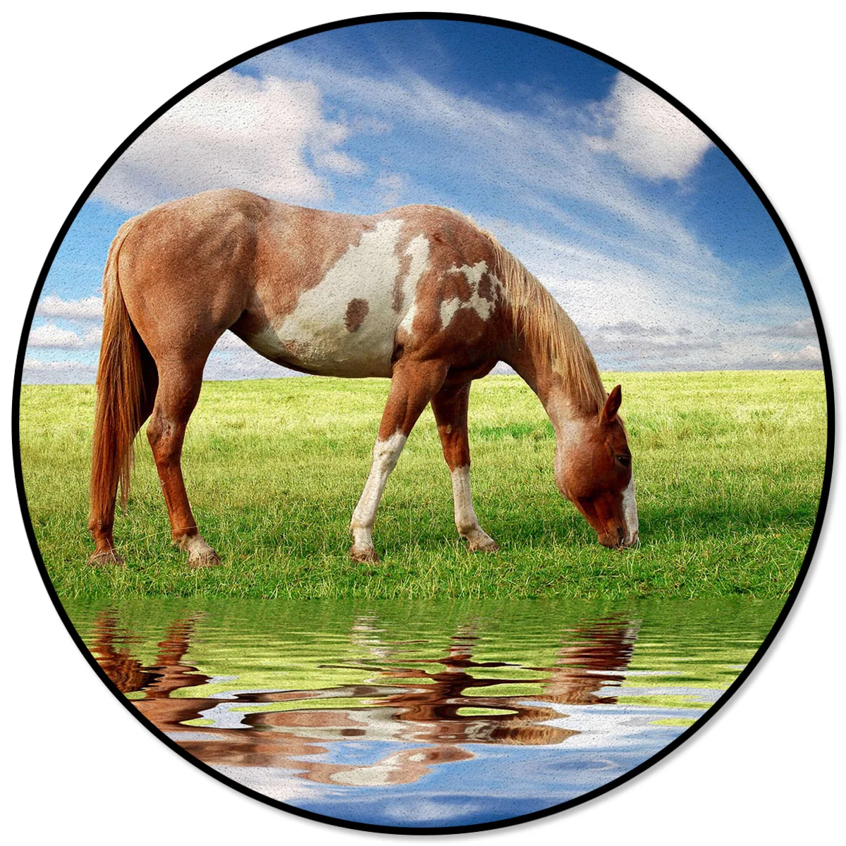 

Высокое качество Белый Лошадь пастбища реки печатных детские коврики для ползания круглый уголок ковры для Гостиная журнальный столик ков...