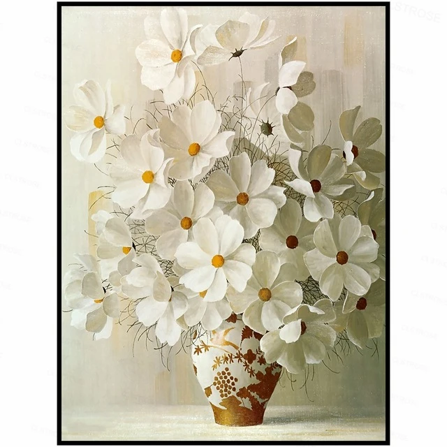 

Minimalist Potted Flower Poster Red Yellow Orange Flower Print Canvas Painting Home Wall Art Decoration Unframed