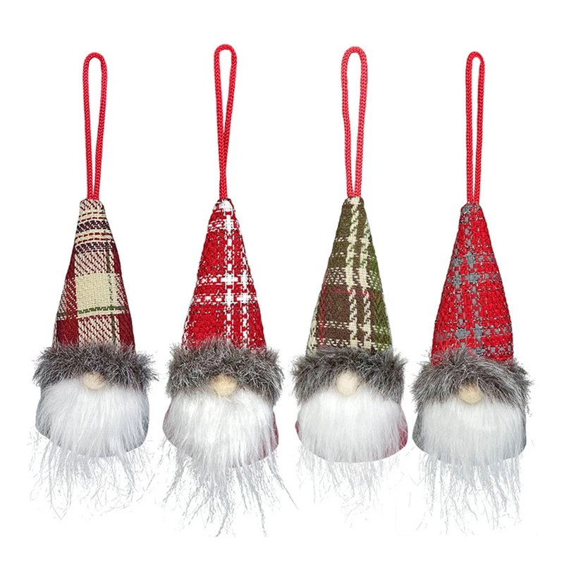 

4Pcs Christmas Decorations for Home Faceless Gnome Doll Xmas Tree Pendants New Year Christmas Ornaments Room Decoration