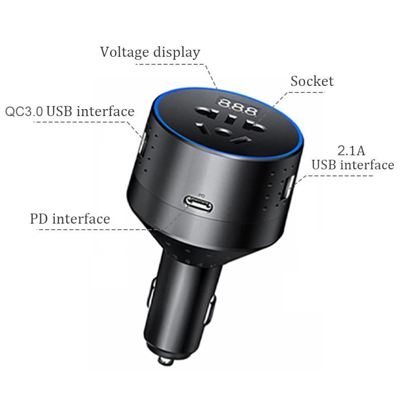 12V постоянного тока до 220V пробки прикуривателя Мощность адаптер с двумя портами