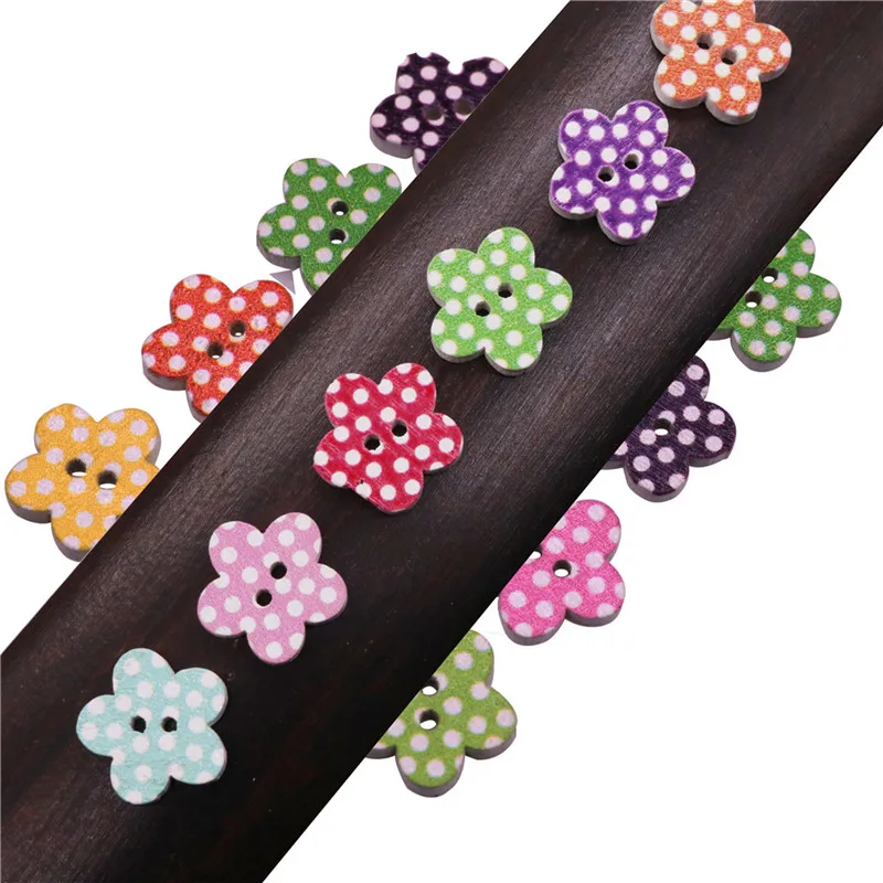 

100 Pcs 14X2.7mm Dots Plum Buttons Multicolor DIY Apparel Sewing Fabric Buttons Wood Material Sewing Supplies