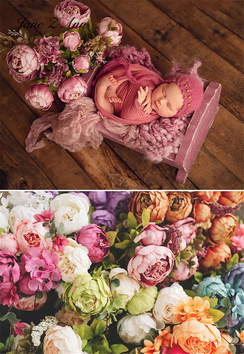 

Симпатичный пион, большой бутон, европейская картина маслом, стиль, букет, имитация цветов, украшение, реквизит для фотосъемки новорожденны...