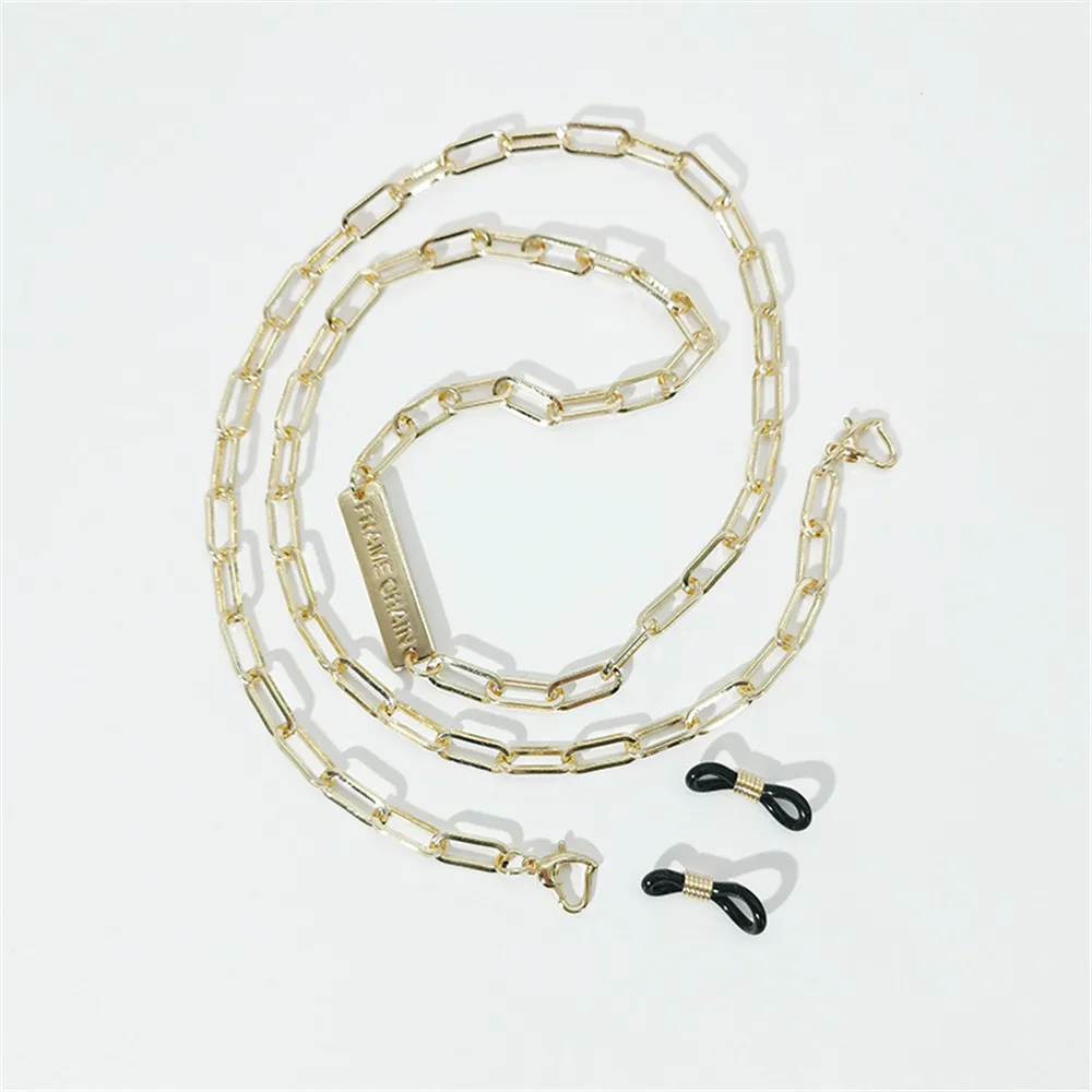 

Gold Plated Rectangle Link Eyeglasses Chain Necklace Reading Glasses Antislip Sunglasses Strap Cord Holder Face Mask Neck Band