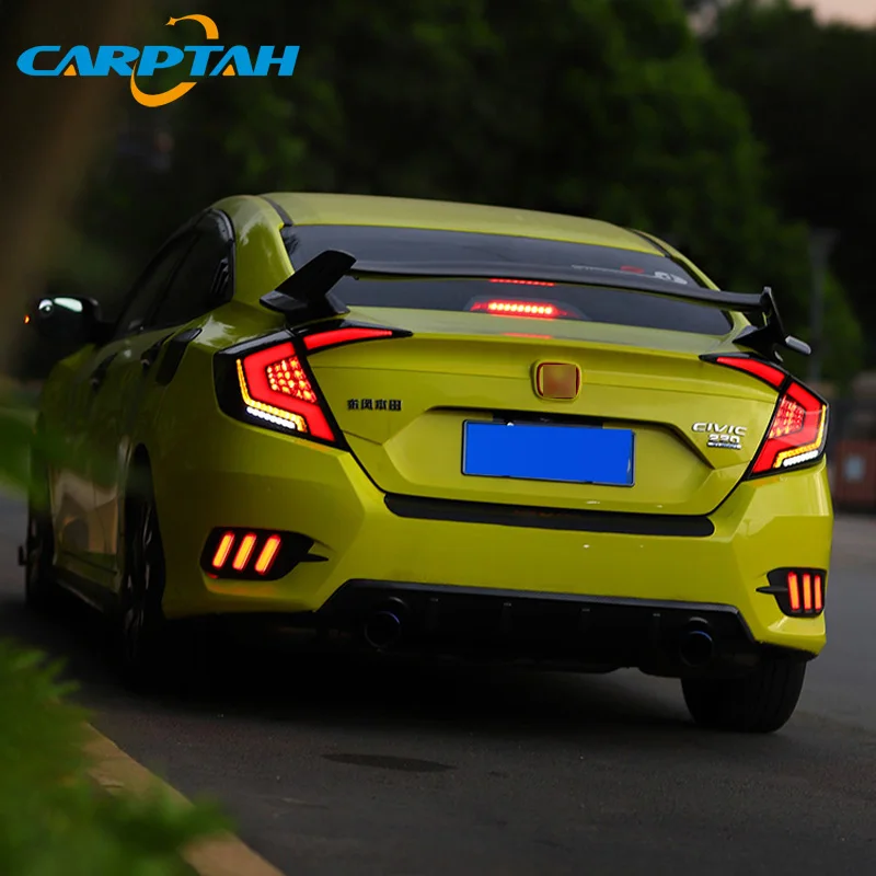 

4 PCS LED Taillight Tail Lights For Honda Civic 2017 2018 2019 Rear Lamp DRL + Dynamic Turn Signal + Reverse + Brake LED