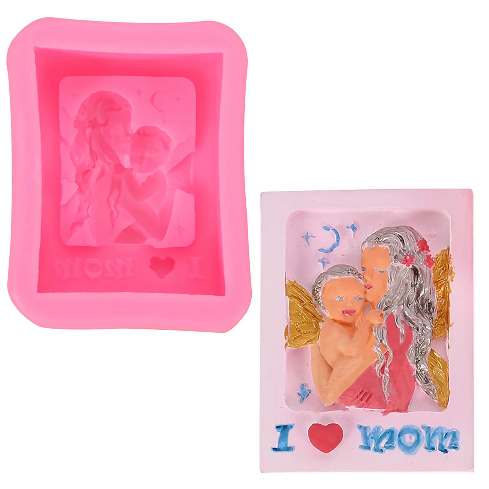 Mother's Day Fudge Cake Silicone Mold Mother And Child Shape Baking Tool Angel Form Tools Molds |