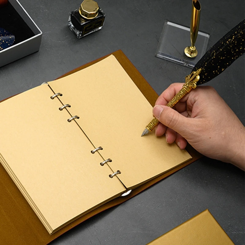 

Retro Calligraphy Feather Dip Pen Writing Ink Notebook Fountain Pens Stationery