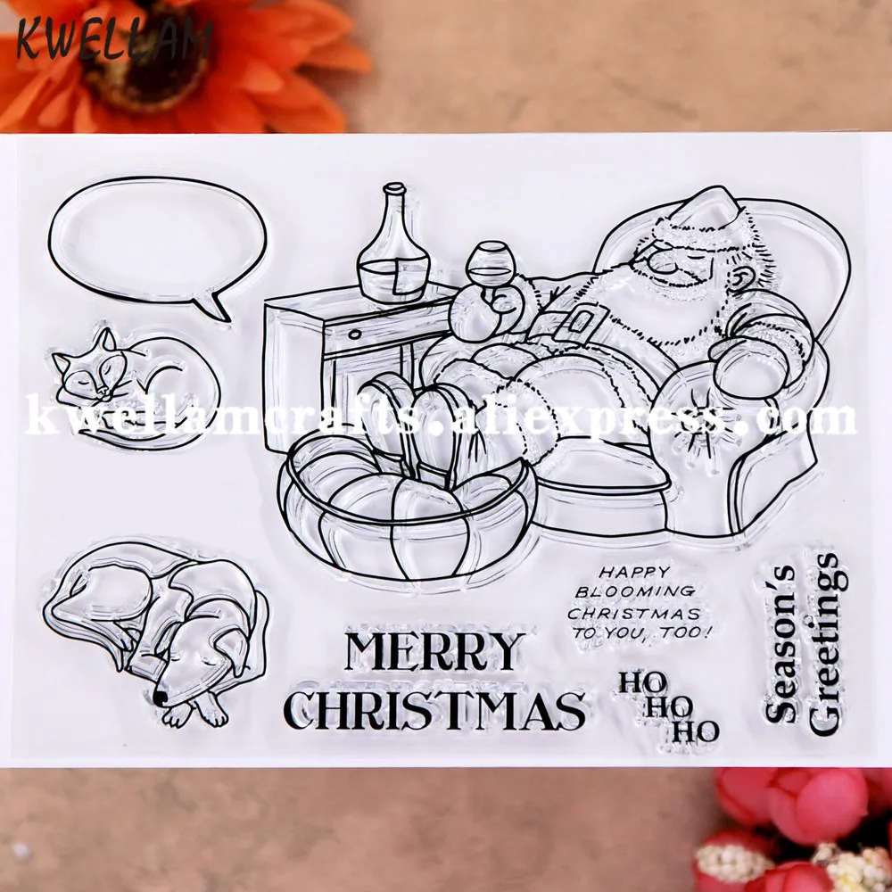 Счастливого Рождества Санта хо поздравление собака скрапбукинг фотокарточки