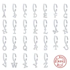 GS 925 стерлингового серебра 26 букв Подвесные серьги в виде колец, для Для женщин кубического циркония первоначального со словом рисунком именем буквами очарование серьги Huggie 1 шт.